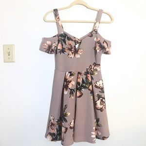 Off-Shoulder Purple Floral Dress Small